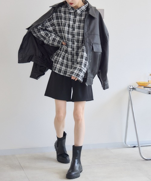 RU.TI.LE（ルチル）の「【RU.TI.LE】ウエストシャーリングチェックシャツ（シャツ/ブラウス・レディース・ブラック・MEDIUM）」の13枚目の写真