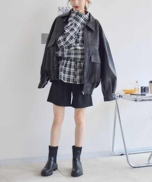 RU.TI.LE（ルチル）の「【RU.TI.LE】ウエストシャーリングチェックシャツ（シャツ/ブラウス・レディース・ブラック・MEDIUM）」の14枚目の写真