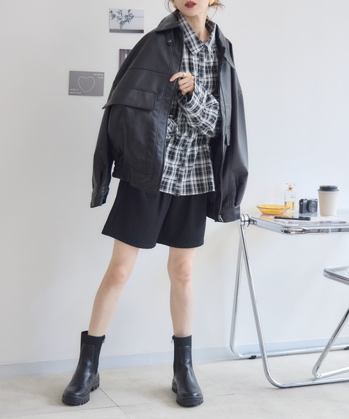 RU.TI.LE（ルチル）の「【RU.TI.LE】ウエストシャーリングチェックシャツ（シャツ/ブラウス・レディース・ブラック・MEDIUM）」の15枚目の写真