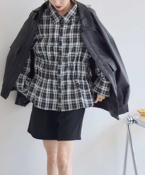 RU.TI.LE（ルチル）の「【RU.TI.LE】ウエストシャーリングチェックシャツ（シャツ/ブラウス・レディース・ブラック・MEDIUM）」の17枚目の写真