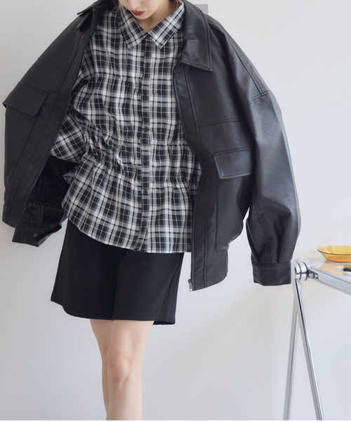 RU.TI.LE（ルチル）の「【RU.TI.LE】ウエストシャーリングチェックシャツ（シャツ/ブラウス・レディース・ブラック・MEDIUM）」の18枚目の写真