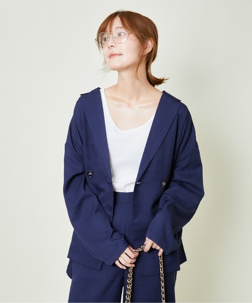 GORGE(ゴージ)の「《抜け感ダブルボタン》レディース テーラードジャケット ゆったりシルエット 春秋(その他アウター・レディース・チャコール/ブラウン/ネイビー・F)」の1枚目の写真