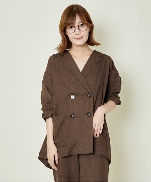 GORGE(ゴージ)の「《抜け感ダブルボタン》レディース テーラードジャケット ゆったりシルエット 春秋(その他アウター・レディース・チャコール/ブラウン/ネイビー・F)」の3枚目の写真