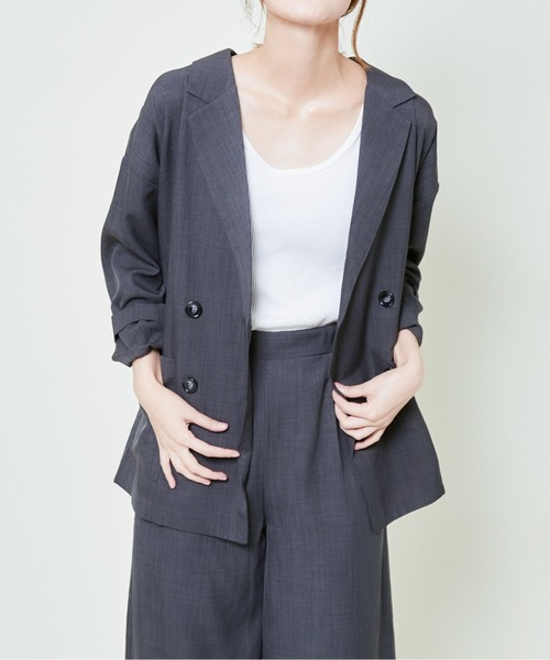 GORGE(ゴージ)の「《抜け感ダブルボタン》レディース テーラードジャケット ゆったりシルエット 春秋(その他アウター・レディース・チャコール/ブラウン/ネイビー・F)」の12枚目の写真