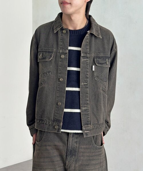 CPCM（シーピーシーエム）の「【セットアップ可】カラーデニムジャケット（デニムジャケット・メンズ・アイボリー/ネイビー/インディゴブルー/グリーン・MEDIUM/LARGE）」の5枚目の写真