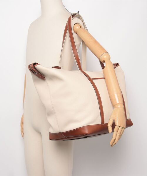 レザートリム キャンバス ラージ ショッパー トート（トート