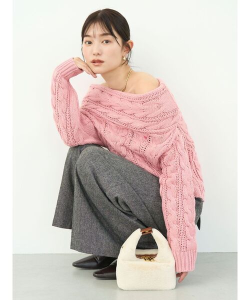 POLO BCSコラボ】ケーブルオフショルニットプルオーバー（ニット