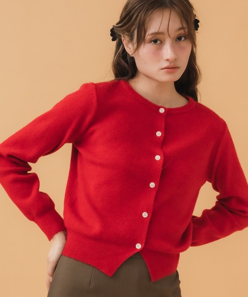 セール】ベーシックカーディガントップス/コンパクト クルーネック