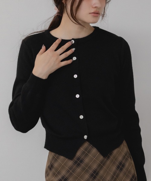 セール】ベーシックカーディガントップス/コンパクト クルーネック