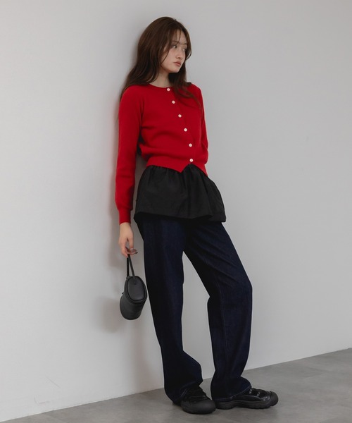 セール】ベーシックカーディガントップス/コンパクト クルーネック