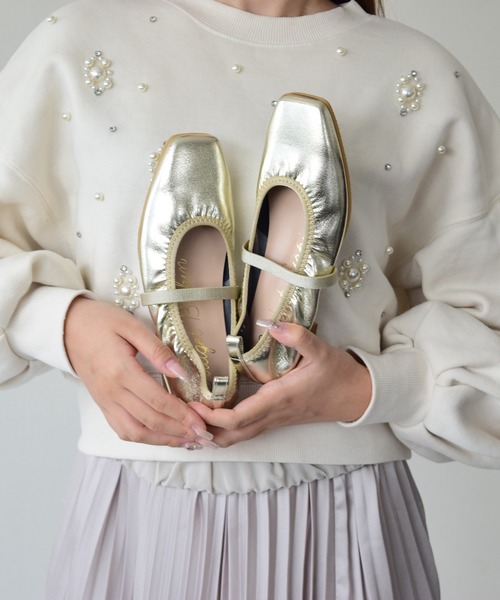 Bridget Birkin（ブリジットバーキン）の「【Bridget Birkin】エラスティックバンドスクエアバレエシューズ(551546)（バレエシューズ・レディース・ゴールド/ブラック/シルバー・22.5/23/23.5/24/24.5）」の7枚目の写真