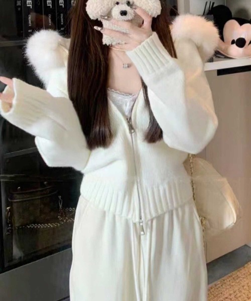 LIMI few 2way ファー付　ニット　セーター ヨウジヤマモト　パーカー 予約商品 11月下旬発送】ファー付きニットパーカー – PARK by