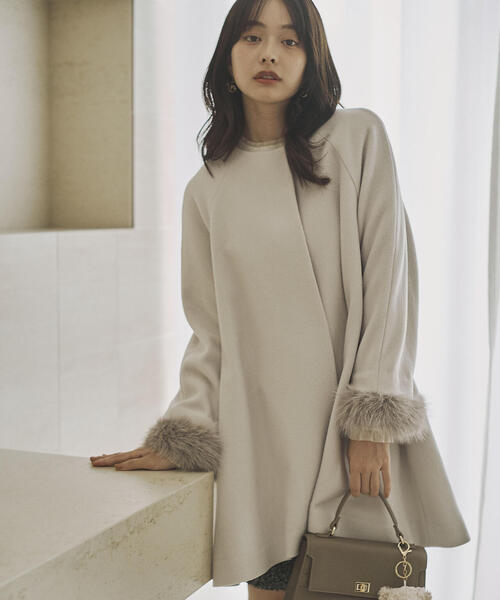 PROPORTION BODY DRESSING(プロポーションボディドレッシング)の「イレヘムミドル丈コート / 1215252003(ノーカラーコート・レディース・ダークグレー/ベージュ/グレー・MEDIUM/SMALL)」の2枚目の写真