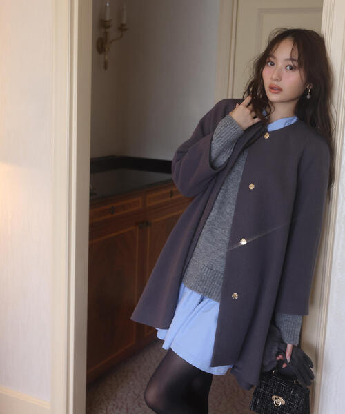 PROPORTION BODY DRESSING(プロポーションボディドレッシング)の「イレヘムミドル丈コート / 1215252003(ノーカラーコート・レディース・ダークグレー/ベージュ/グレー・MEDIUM/SMALL)」の1枚目の写真