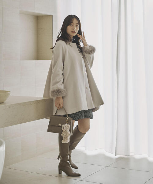 PROPORTION BODY DRESSING(プロポーションボディドレッシング)の「イレヘムミドル丈コート / 1215252003(ノーカラーコート・レディース・ダークグレー/ベージュ/グレー・MEDIUM/SMALL)」の7枚目の写真