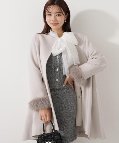 PROPORTION BODY DRESSING(プロポーションボディドレッシング)の「イレヘムミドル丈コート / 1215252003(ノーカラーコート・レディース・ダークグレー/ベージュ/グレー・MEDIUM/SMALL)」の10枚目の写真