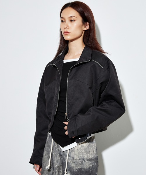 SUWDEE（スーディー）の「round hem pocket zip up blouson（ブルゾン・レディース・ブラック/ブラウン・FREE）」の3枚目の写真