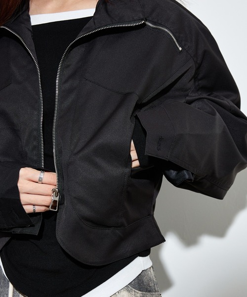 SUWDEE（スーディー）の「round hem pocket zip up blouson（ブルゾン・レディース・ブラック/ブラウン・FREE）」の6枚目の写真