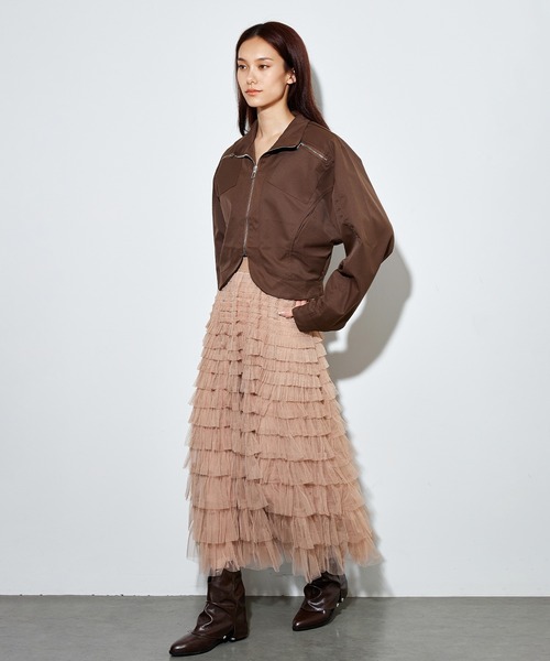SUWDEE（スーディー）の「round hem pocket zip up blouson（ブルゾン・レディース・ブラック/ブラウン・FREE）」の7枚目の写真