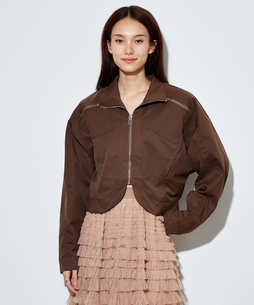 SUWDEE（スーディー）の「round hem pocket zip up blouson（ブルゾン・レディース・ブラック/ブラウン・FREE）」の8枚目の写真