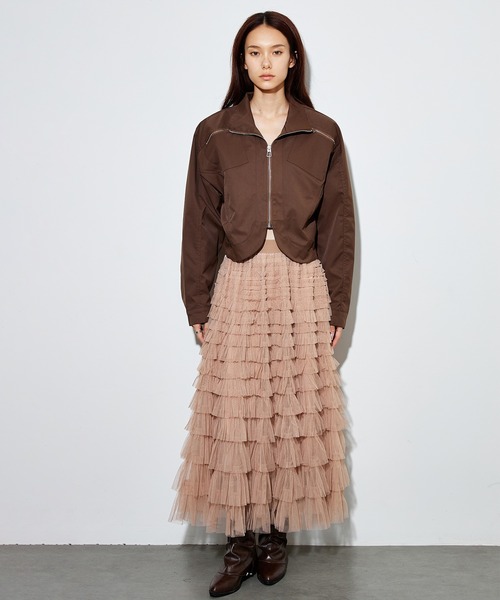 SUWDEE（スーディー）の「round hem pocket zip up blouson（ブルゾン・レディース・ブラック/ブラウン・FREE）」の9枚目の写真