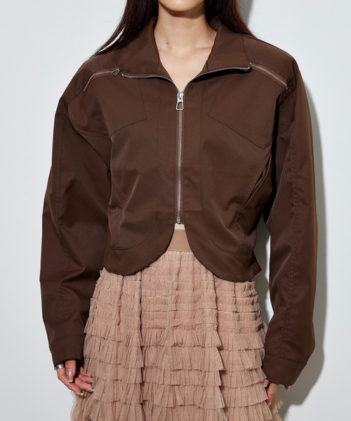 SUWDEE（スーディー）の「round hem pocket zip up blouson（ブルゾン・レディース・ブラック/ブラウン・FREE）」の10枚目の写真