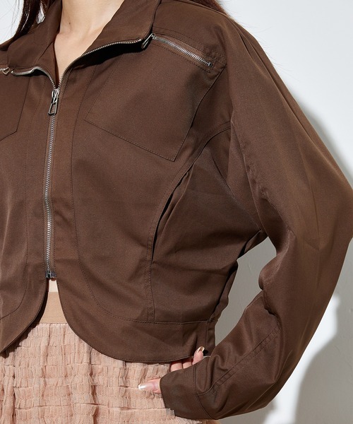 SUWDEE（スーディー）の「round hem pocket zip up blouson（ブルゾン・レディース・ブラック/ブラウン・FREE）」の12枚目の写真