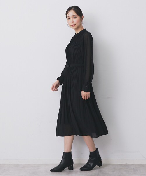 セール】《5色展開/S-3Lサイズ》プリーツフレアワンピース【洗濯機OK