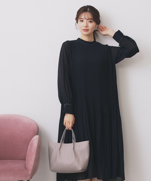 セール】《5色展開/S-3Lサイズ》プリーツフレアワンピース【洗濯機OK