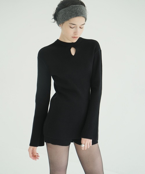 CLANE（クラネ）の「W FACE KNIT MINI ONEPIECE（ワンピース・レディース・アイボリー/ブラック・0/1/2）」の2枚目の写真