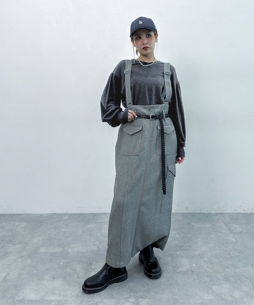 ニコアンド　erinko大人なセットプルオーバー　グレー　ロング niko and（ニコアンド）の「【MODE NORM CORE】 ウール混マトン