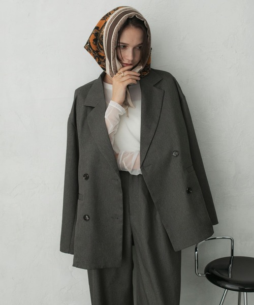 forksy.（フォルクシー）の「【forksy.】ウェルトポケットダブルテーラードジャケット＜セットアップ対応＞（テーラードジャケット・レディース・ダークブラウン/ブラック/ライトベージュ/チャコールグレー・FREE）」の8枚目の写真