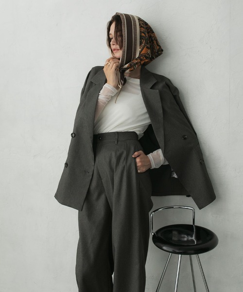 forksy.（フォルクシー）の「【forksy.】ウェルトポケットダブルテーラードジャケット＜セットアップ対応＞（テーラードジャケット・レディース・ダークブラウン/ブラック/ライトベージュ/チャコールグレー・FREE）」の9枚目の写真