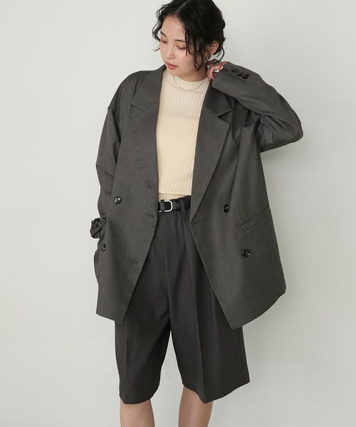 forksy.（フォルクシー）の「【forksy.】ウェルトポケットダブルテーラードジャケット＜セットアップ対応＞（テーラードジャケット・レディース・ダークブラウン/ブラック/ライトベージュ/チャコールグレー・FREE）」の15枚目の写真