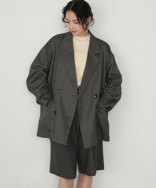 forksy.（フォルクシー）の「【forksy.】ウェルトポケットダブルテーラードジャケット＜セットアップ対応＞（テーラードジャケット・レディース・ダークブラウン/ブラック/ライトベージュ/チャコールグレー・FREE）」の10枚目の写真