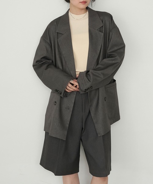 forksy.（フォルクシー）の「【forksy.】ウェルトポケットダブルテーラードジャケット＜セットアップ対応＞（テーラードジャケット・レディース・ダークブラウン/ブラック/ライトベージュ/チャコールグレー・FREE）」の14枚目の写真