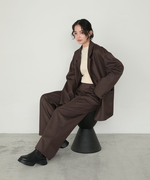 forksy.（フォルクシー）の「【forksy.】ウェルトポケットダブルテーラードジャケット＜セットアップ対応＞（テーラードジャケット・レディース・ダークブラウン/ブラック/ライトベージュ/チャコールグレー・FREE）」の17枚目の写真