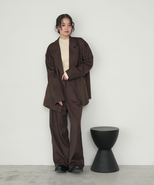 forksy.（フォルクシー）の「【forksy.】ウェルトポケットダブルテーラードジャケット＜セットアップ対応＞（テーラードジャケット・レディース・ダークブラウン/ブラック/ライトベージュ/チャコールグレー・FREE）」の19枚目の写真