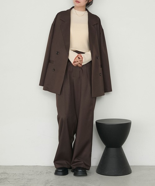 forksy.（フォルクシー）の「【forksy.】ウェルトポケットダブルテーラードジャケット＜セットアップ対応＞（テーラードジャケット・レディース・ダークブラウン/ブラック/ライトベージュ/チャコールグレー・FREE）」の18枚目の写真