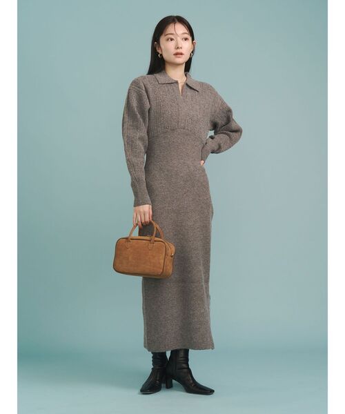 LAGUNAMOON（ラグナムーン）の「【REVIVAL】ケーブルビジューIラインニットワンピース（ワンピース・レディース・ベージュ/サーモンピンク/チャコールグレー/ブラック/ライトグリーン・SMALL/MEDIUM）」の20枚目の写真