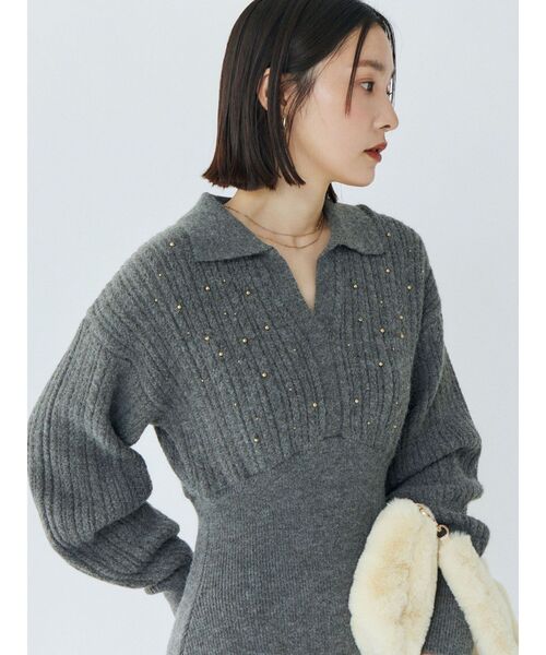 REVIVAL】ケーブルビジューIラインニットワンピース（ワンピース