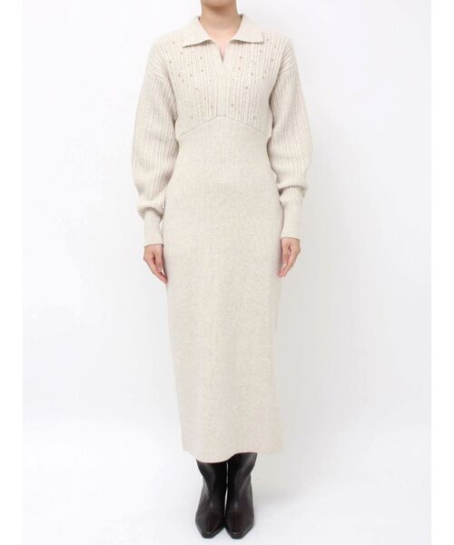 LAGUNAMOON（ラグナムーン）の「【REVIVAL】ケーブルビジューIラインニットワンピース（ワンピース・レディース・ベージュ/サーモンピンク/チャコールグレー/ブラック/ライトグリーン・SMALL/MEDIUM）」の12枚目の写真