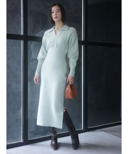 LAGUNAMOON（ラグナムーン）の「【REVIVAL】ケーブルビジューIラインニットワンピース（ワンピース・レディース・ベージュ/サーモンピンク/チャコールグレー/ブラック/ライトグリーン・SMALL/MEDIUM）」の8枚目の写真