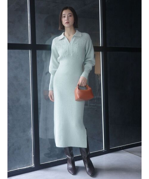 LAGUNAMOON（ラグナムーン）の「【REVIVAL】ケーブルビジューIラインニットワンピース（ワンピース・レディース・ベージュ/サーモンピンク/チャコールグレー/ブラック/ライトグリーン・SMALL/MEDIUM）」の9枚目の写真