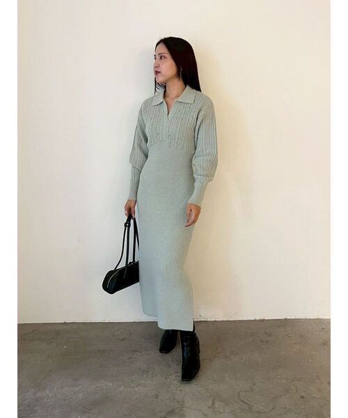 LAGUNAMOON（ラグナムーン）の「【REVIVAL】ケーブルビジューIラインニットワンピース（ワンピース・レディース・ベージュ/サーモンピンク/チャコールグレー/ブラック/ライトグリーン・SMALL/MEDIUM）」の11枚目の写真