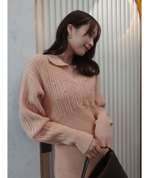 LAGUNAMOON（ラグナムーン）の「【REVIVAL】ケーブルビジューIラインニットワンピース（ワンピース・レディース・ベージュ/サーモンピンク/チャコールグレー/ブラック/ライトグリーン・SMALL/MEDIUM）」の14枚目の写真