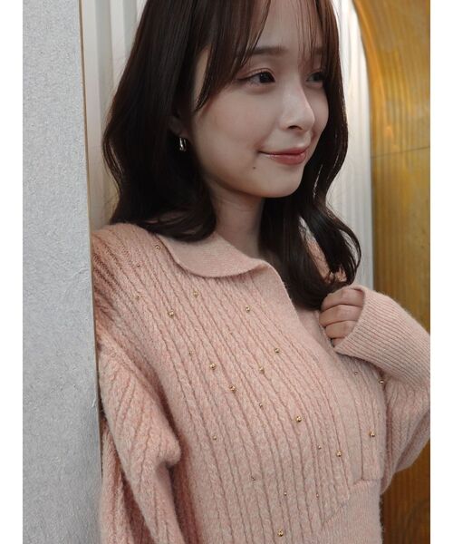 LAGUNAMOON（ラグナムーン）の「【REVIVAL】ケーブルビジューIラインニットワンピース（ワンピース・レディース・ベージュ/サーモンピンク/チャコールグレー/ブラック/ライトグリーン・SMALL/MEDIUM）」の15枚目の写真