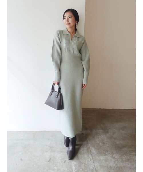 REVIVAL】ケーブルビジューIラインニットワンピース（ワンピース