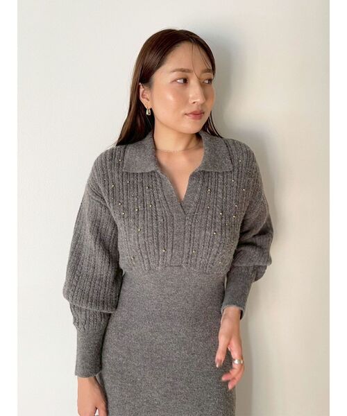 REVIVAL】ケーブルビジューIラインニットワンピース（ワンピース