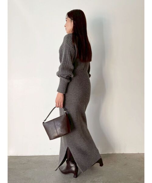 セール】【REVIVAL】ケーブルビジューIラインニットワンピース